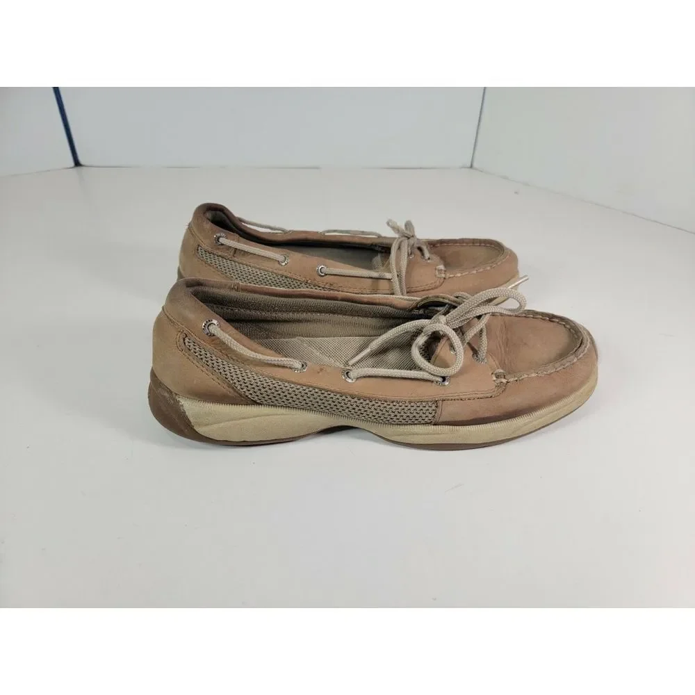 SPERRY TOP SIDER Laguna Tan Linen Boat Shoes Slip On 9773581 Women's 7.5 M‎